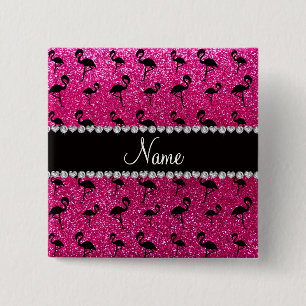 Bóton Quadrado 5.08cm Flamingos de néon conhecidos personalizados do