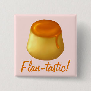 Bóton Quadrado 5.08cm Flan-tastic! Botão/Pin