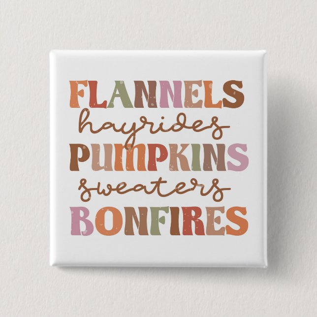 Bóton Quadrado 5.08cm Flannels Pumpkins Bonfire (Frente)