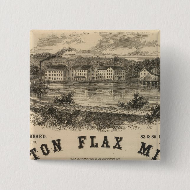 Bóton Quadrado 5.08cm Flax Mills De Boston (Frente)