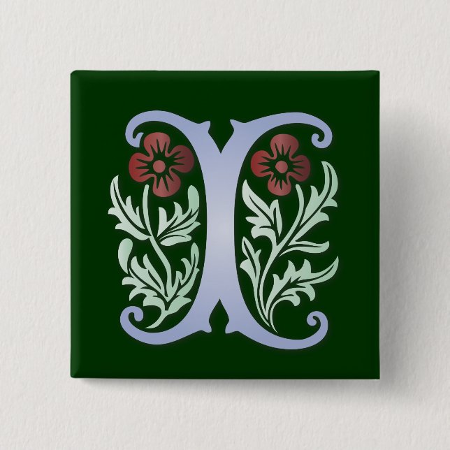 Bóton Quadrado 5.08cm Fleur-de-lis I Monograma (Frente)