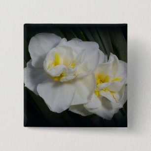 Bóton Quadrado 5.08cm Flor branca