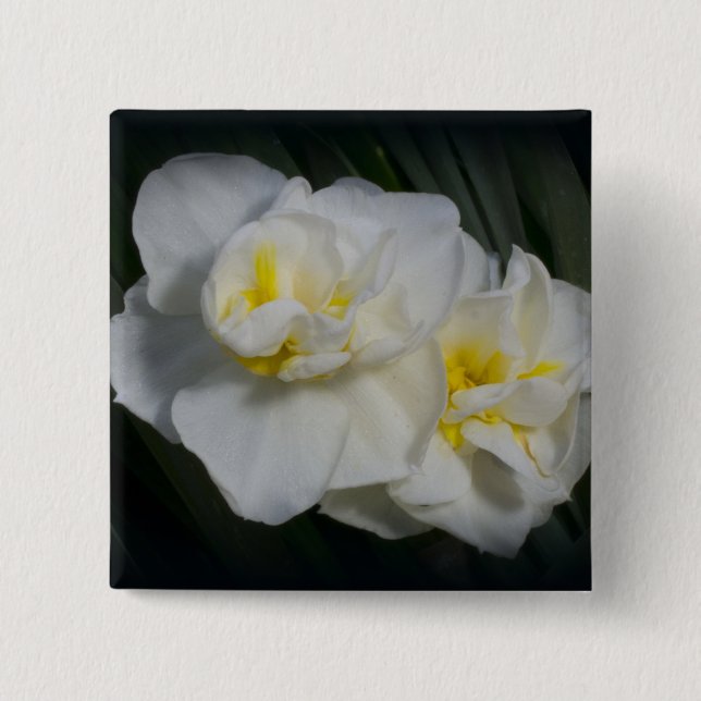 Bóton Quadrado 5.08cm Flor branca (Frente)