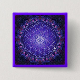 Bóton Quadrado 5.08cm FLOR DA VIDA / Blume des Lebens Mandala I Square