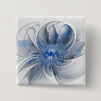 Flor de Arte Fracionada com Cinza Azul abstrato