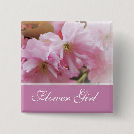 Bóton Quadrado 5.08cm flor de cerejeira rosa menina das flores no casame