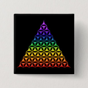 Bóton Quadrado 5.08cm Flor de Vida / Blume des Lebens - pirâmide Chakra