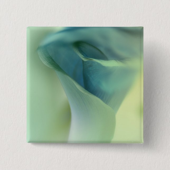 Bóton Quadrado 5.08cm Flor Romântica em Tons Azuis (Frente)