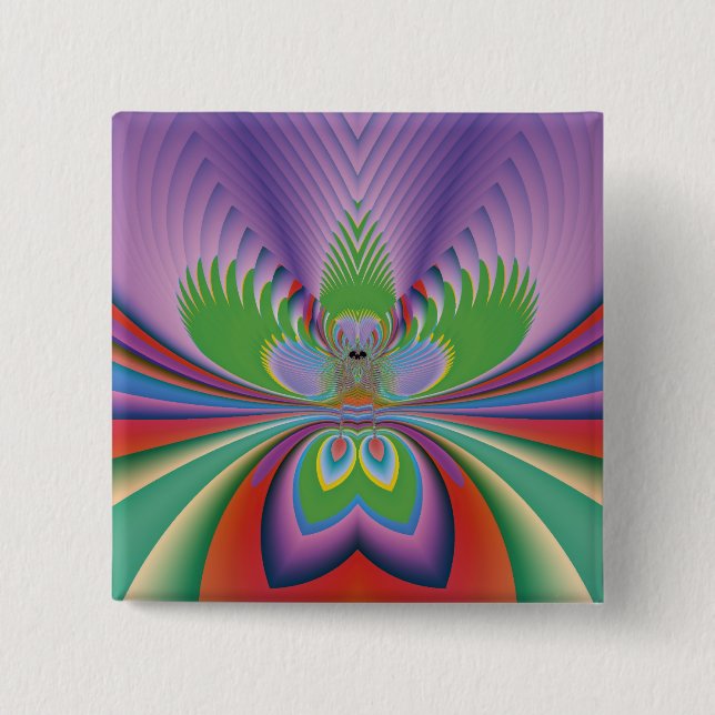 Bóton Quadrado 5.08cm Flor Roxo (Frente)