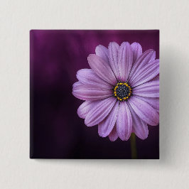 Bóton Quadrado 5.08cm Flor Roxo no Bloom