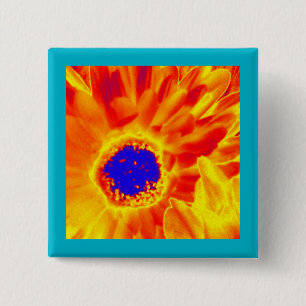 Bóton Quadrado 5.08cm Flor Sunburst