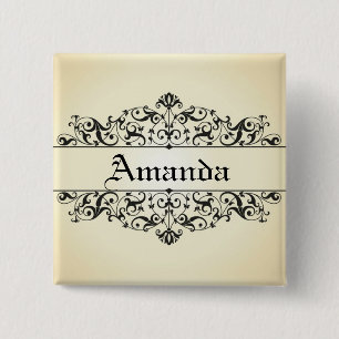 Bóton Quadrado 5.08cm Floral do vintage personalizado