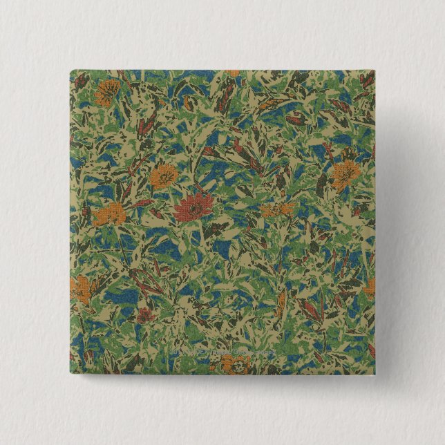 Bóton Quadrado 5.08cm Flores contra o teste padrão da camuflagem da (Frente)