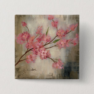 Bóton Quadrado 5.08cm Flores de cerejeira