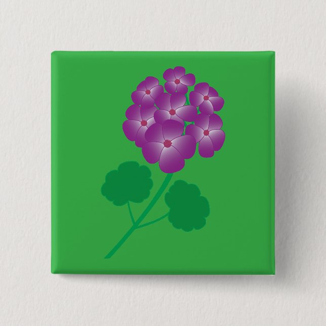 Bóton Quadrado 5.08cm Flores de Gerânio (Frente)