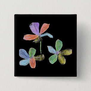 Bóton Quadrado 5.08cm Flores de giz