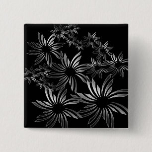 Bóton Quadrado 5.08cm Flores de prata