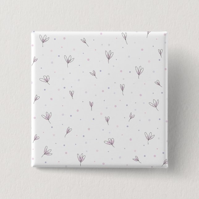 Bóton Quadrado 5.08cm Flores Lilac (Frente)