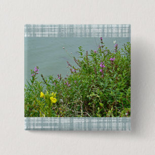 Bóton Quadrado 5.08cm Flores silvestres no reservatório da faixa verde