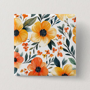 Bóton Quadrado 5.08cm Flores Sublimação do Padrão Floral- 95654