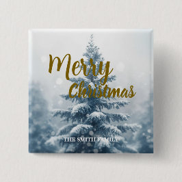 Bóton Quadrado 5.08cm Floresta de pinheiros elegante de Natal Xmas de in