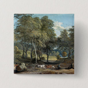 Bóton Quadrado 5.08cm Floresta de Windsor com os bois que tiram a
