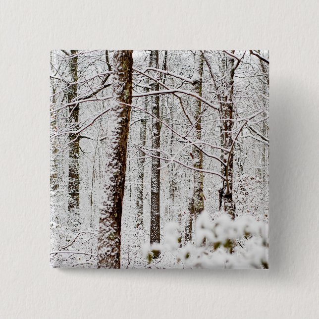 Bóton Quadrado 5.08cm Florestas nevado de Pocono (Frente)