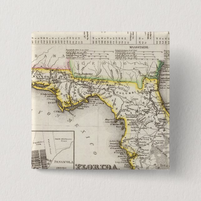 Bóton Quadrado 5.08cm Flórida 14 (Frente)