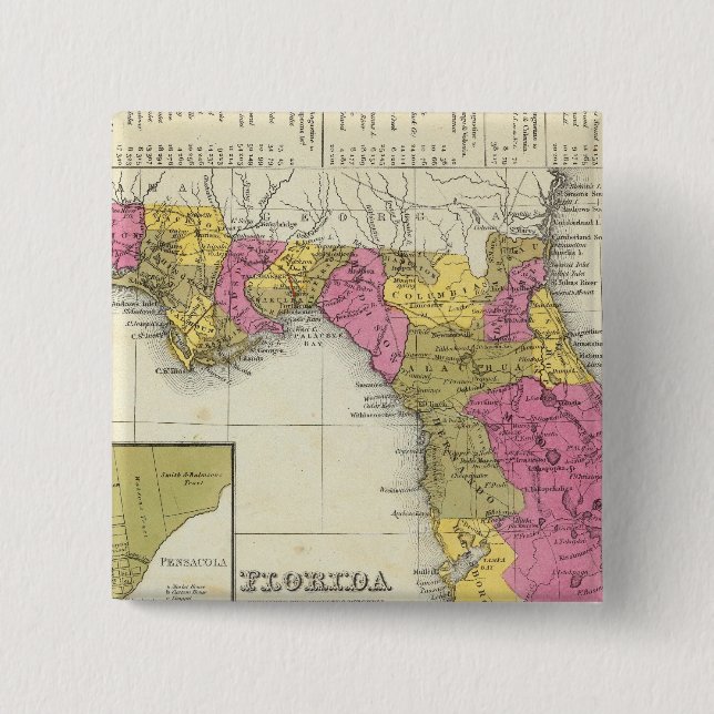 Bóton Quadrado 5.08cm Flórida 4 (Frente)