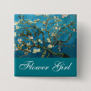 Bóton Quadrado 5.08cm Flower girl pin Blossoming Almond tree