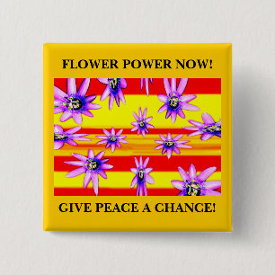 BÓTON QUADRADO 5.08CM FLOWER POWER AGORA!