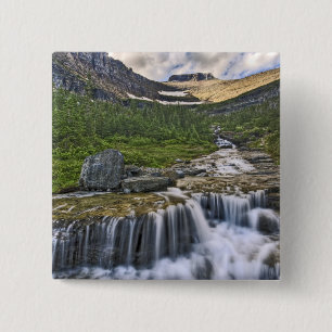 Bóton Quadrado 5.08cm Fluxo em cascata, Parque Nacional Glacier,