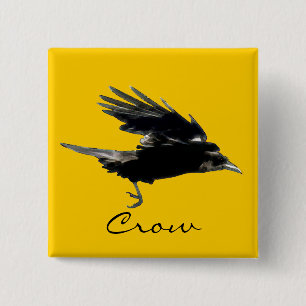 Bóton Quadrado 5.08cm FLYING CROW Raven Wildlife Bird Art