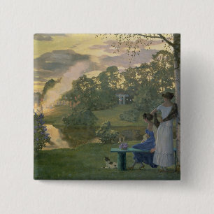 Bóton Quadrado 5.08cm Fogo-de-artifício, 1922