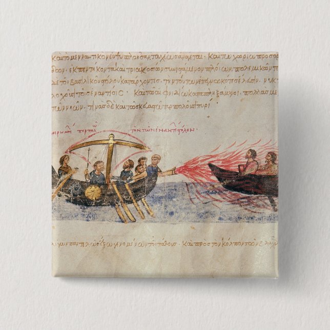 Bóton Quadrado 5.08cm Fogo grego (velino) (Frente)