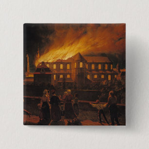 Bóton Quadrado 5.08cm Fogo na catedral de Cambrai, o 9 de setembro de
