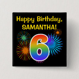 Bóton Quadrado 5.08cm Fogos-de-artifício do divertimento + Teste padrão