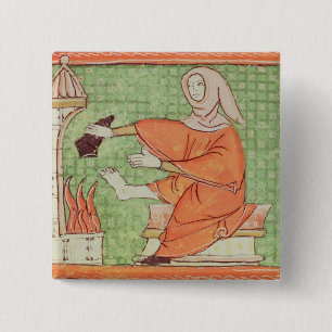 Bóton Quadrado 5.08cm Fol.58r fevereiro: Aquecimento pelo fogo