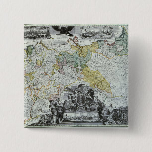 Bóton Quadrado 5.08cm Folha mestra do soberano prussiano