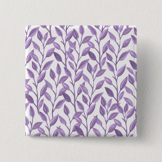 Bóton Quadrado 5.08cm Folhas de lavanda (Frente)