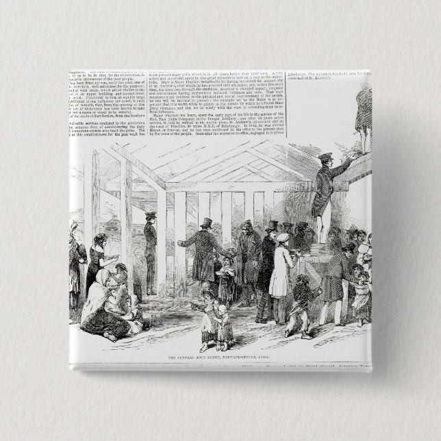 Bóton Quadrado 5.08cm Fome irlandesa da batata, 1847 (Frente)