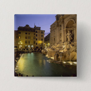 Bóton Quadrado 5.08cm Fonte de Trevi à noite, Roma, Lazio, Itália