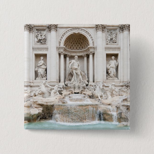 Bóton Quadrado 5.08cm Fonte Trevi (italiano: Fontana di Trevi) (Frente)
