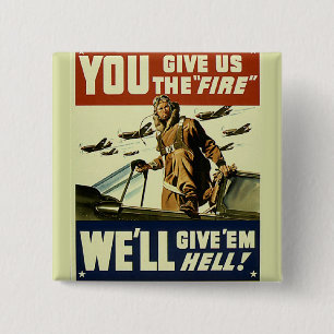 Bóton Quadrado 5.08cm Forças armadas do vintage