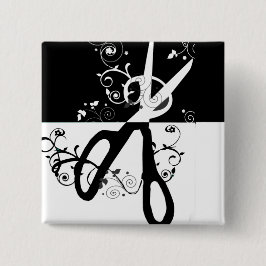 Bóton Quadrado 5.08cm Forma na moda chique das tesouras do salão de