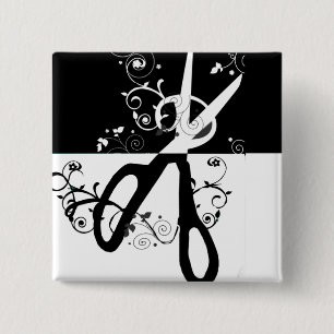 Bóton Quadrado 5.08cm Forma na moda chique das tesouras do salão de