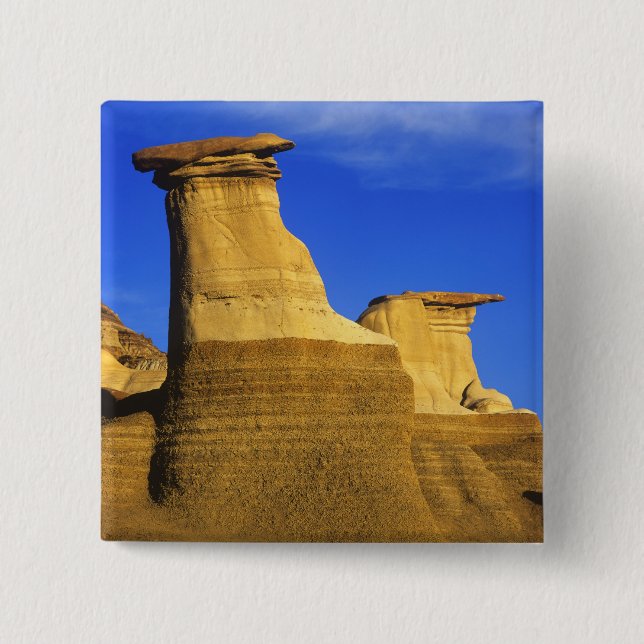 Bóton Quadrado 5.08cm Formações rochosas em Drumheller Alberta, Canadá 2 (Frente)