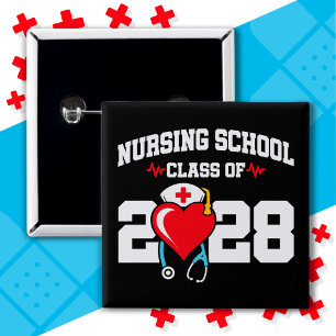 Bóton Quadrado 5.08cm Formando de Enfermagem na Escola 2028 Formatação d