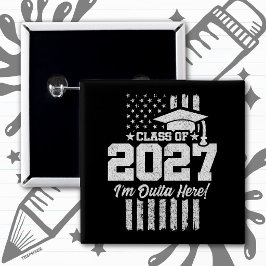 Bóton Quadrado 5.08cm Formatura Bandeira Americana Turma de Formandos de