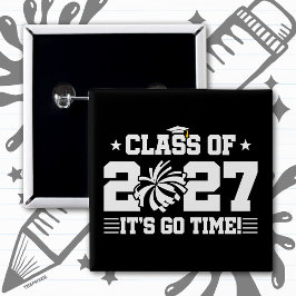 Bóton Quadrado 5.08cm Formatura Cheer É Hora de Ir Classe Sênior de 2027